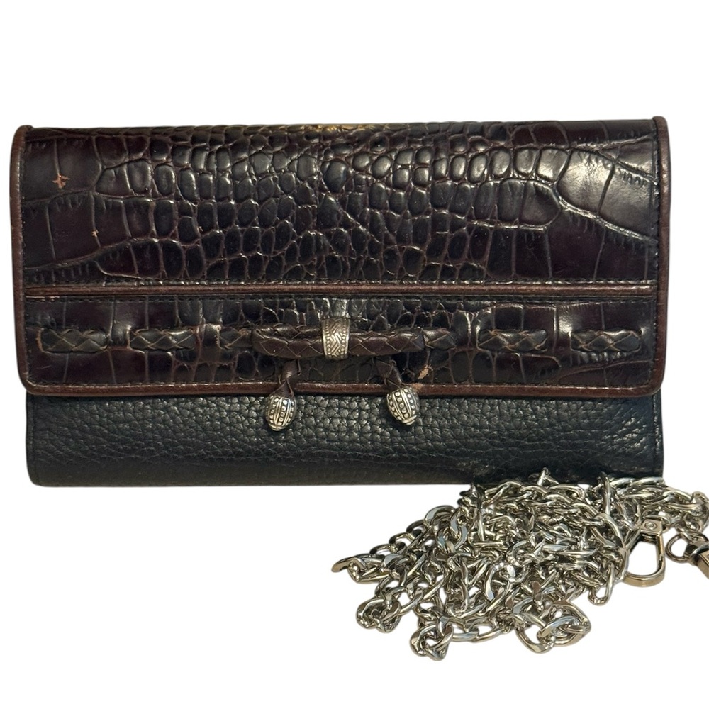 VTG Brighton Crocodile Embossed Wallet/Crossbody Pristine Condition